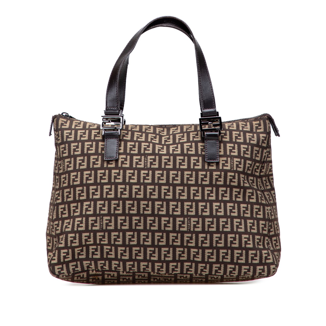Fendi Zucchino Canvas Tote Bruin