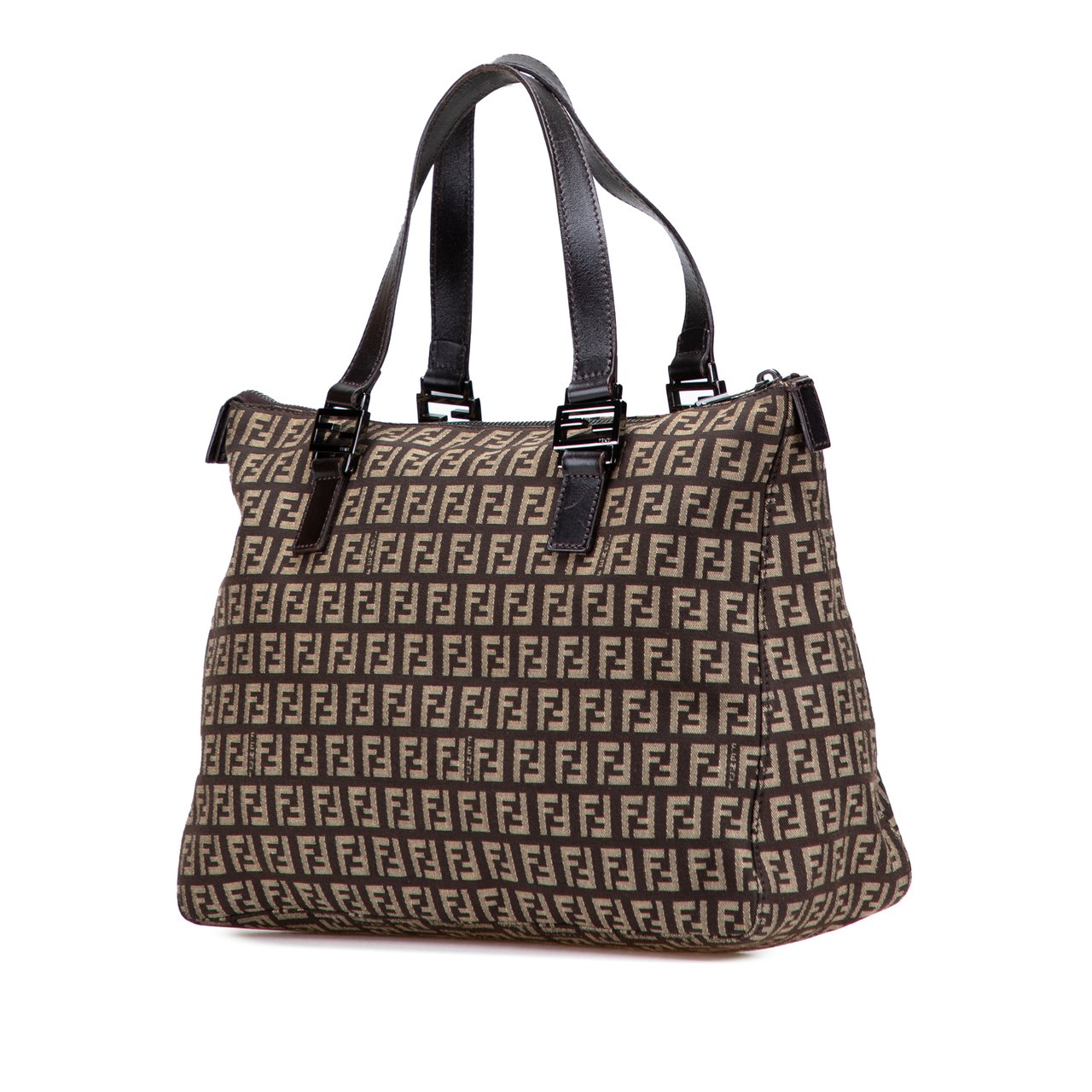 Fendi Zucchino Canvas Tote Bruin