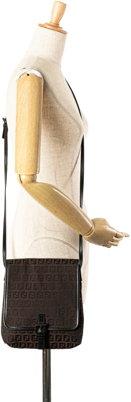 Fendi Zucchino Canvas Crossbody Bruin