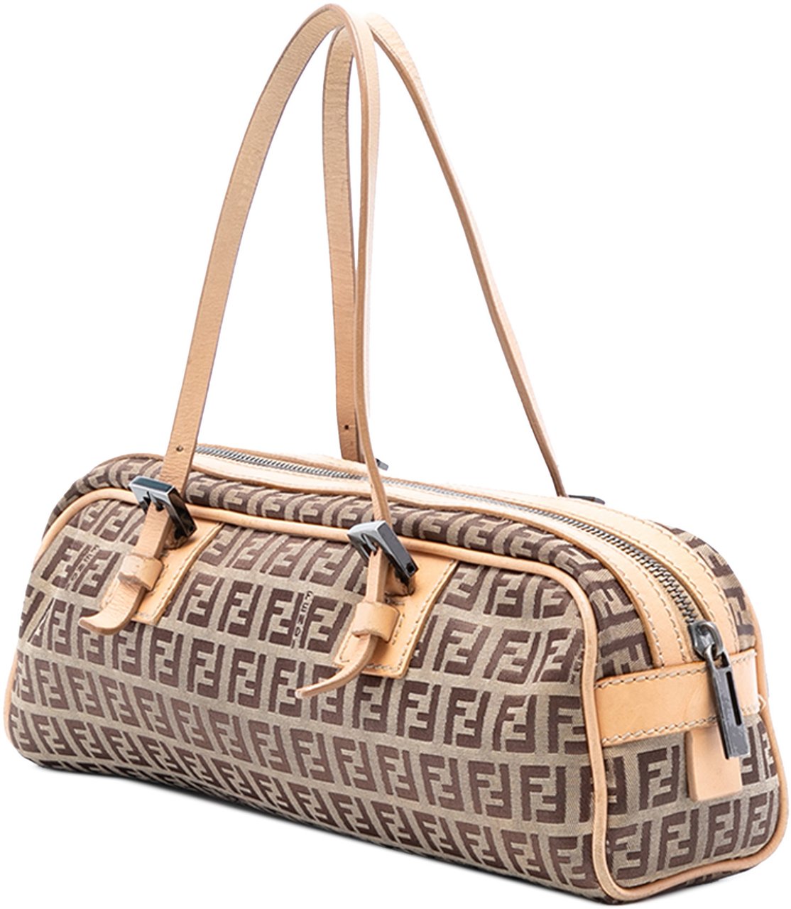 Fendi Zucchino Canvas Handbag Bruin