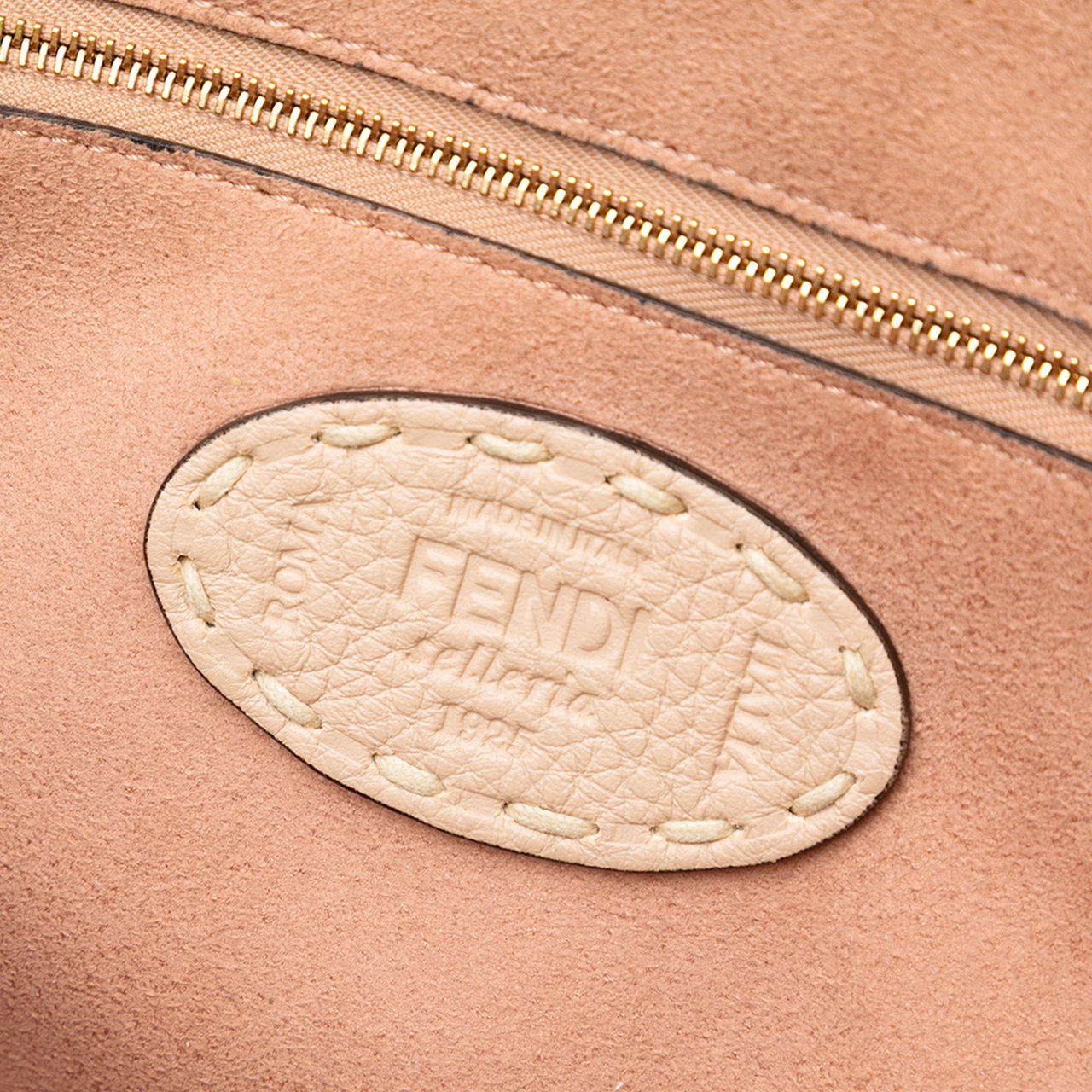 Fendi Medium Shearling Selleria Baguette Satchel Bruin