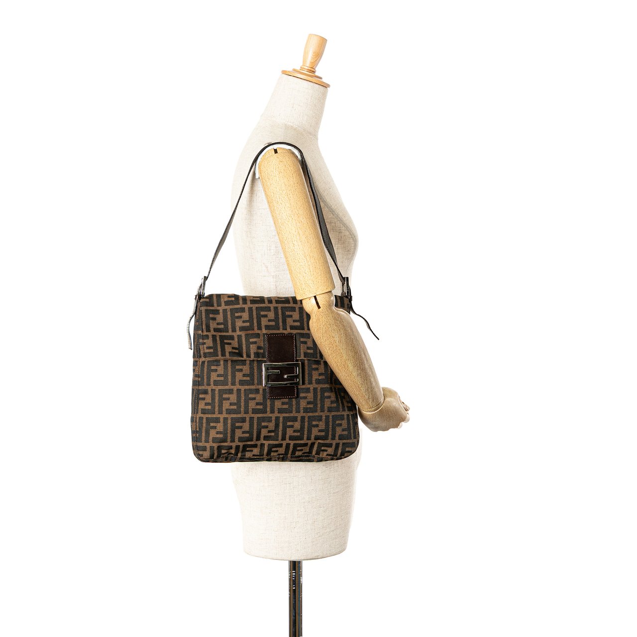 Fendi Zucca Canvas Shoulder Bag Bruin