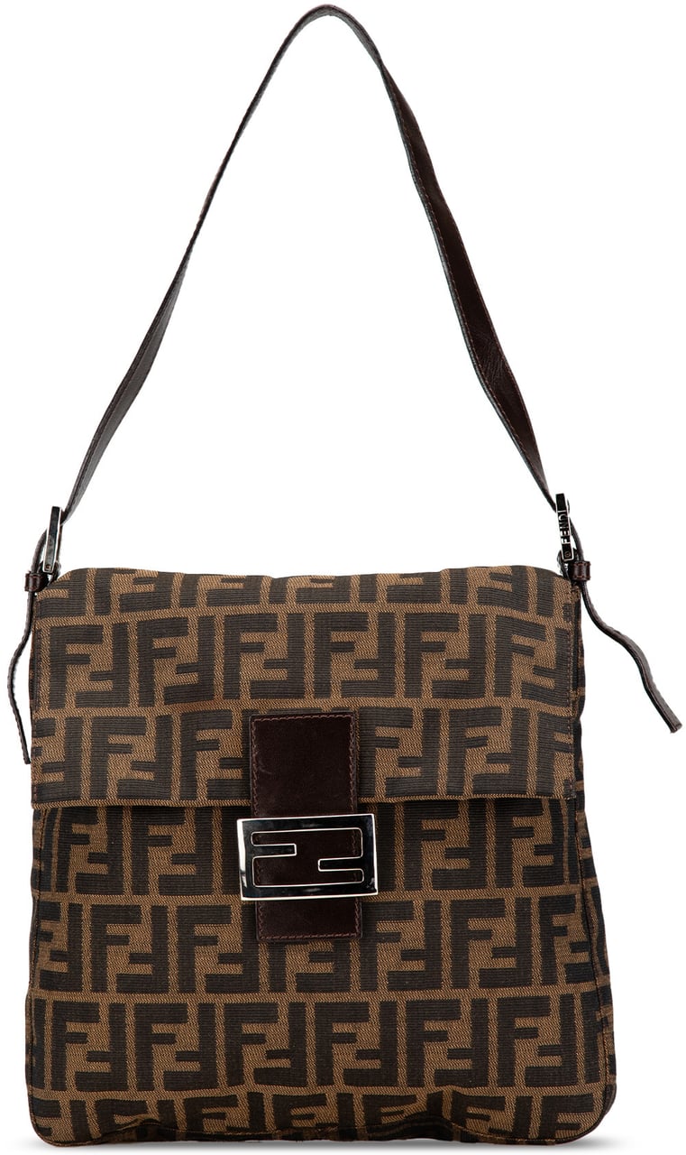Fendi Zucca Canvas Shoulder Bag Bruin