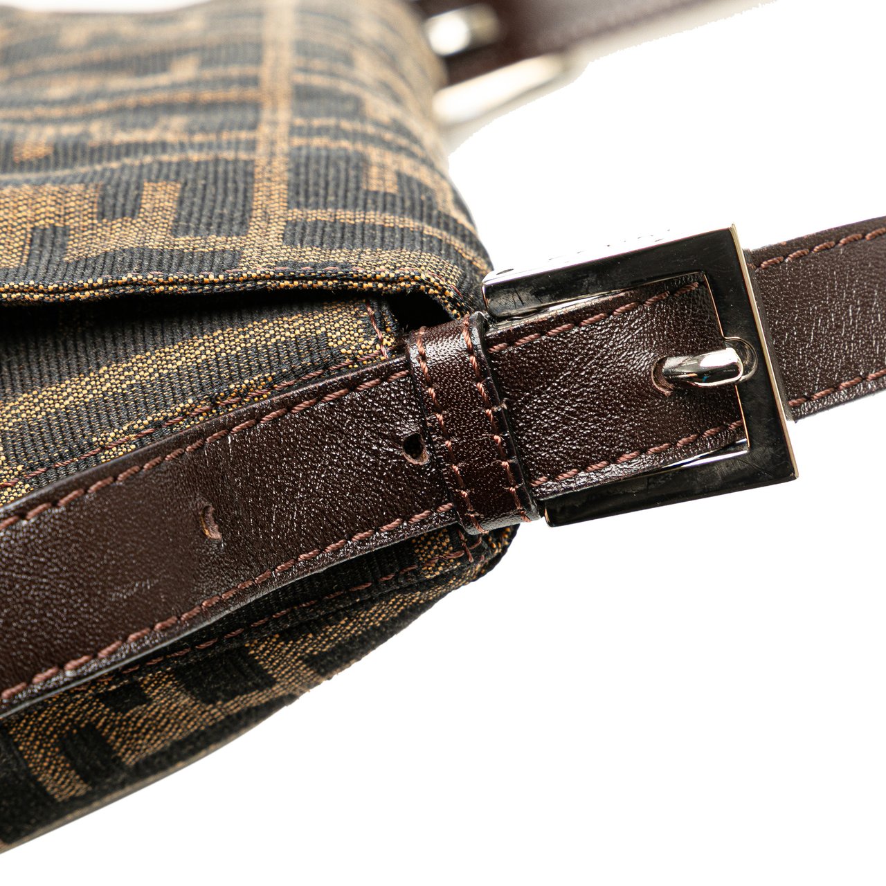 Fendi Zucca Canvas Shoulder Bag Bruin
