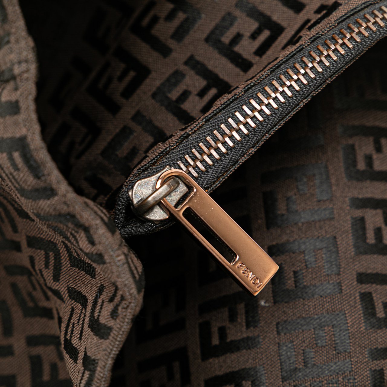 Fendi Zucchino Canvas Tote Bruin
