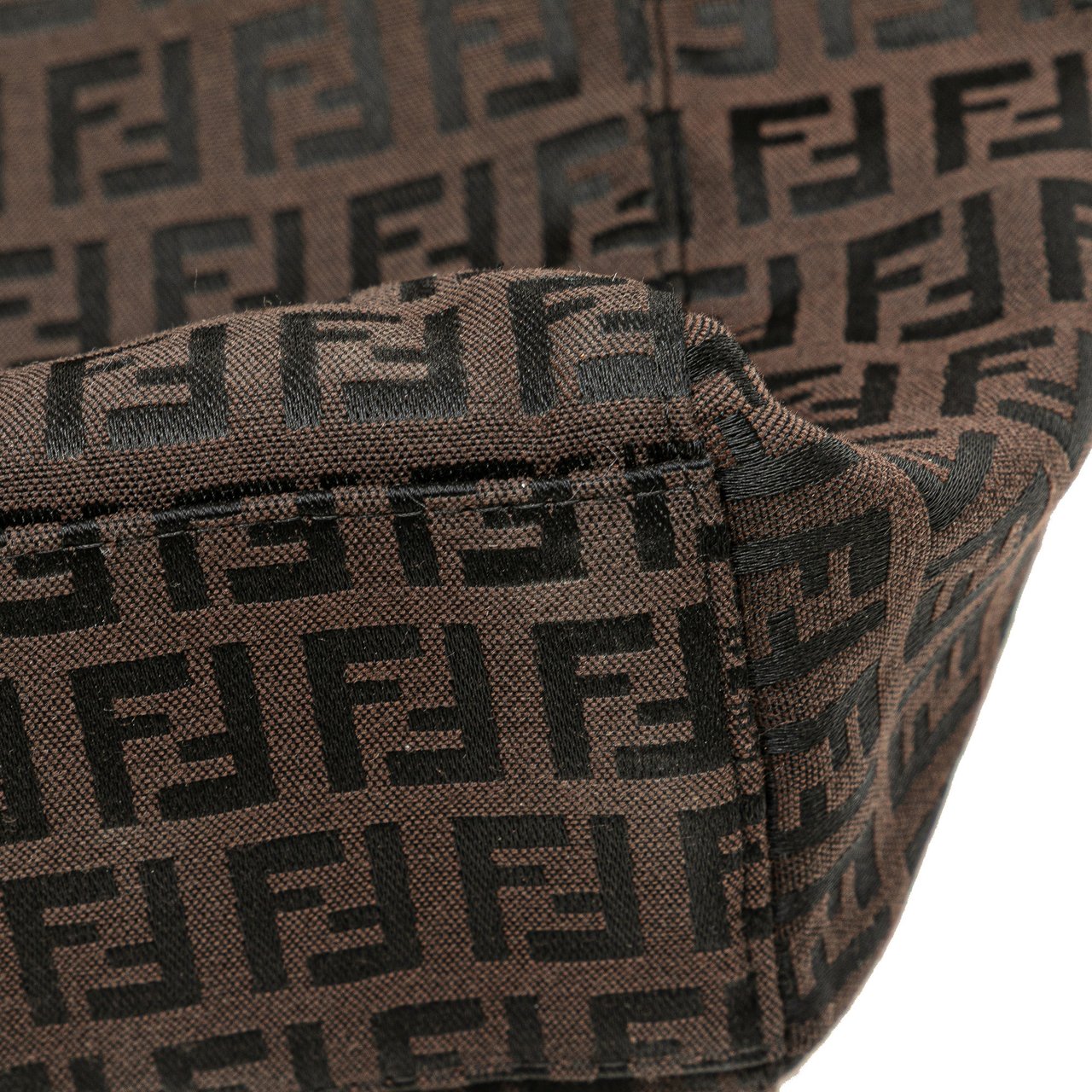 Fendi Zucchino Canvas Tote Bruin