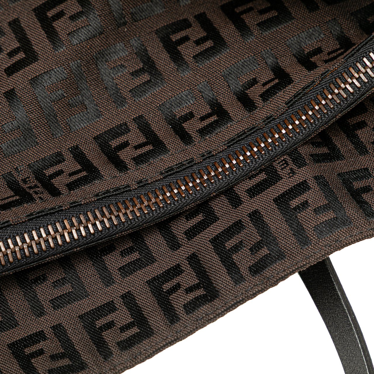 Fendi Zucchino Canvas Tote Bruin