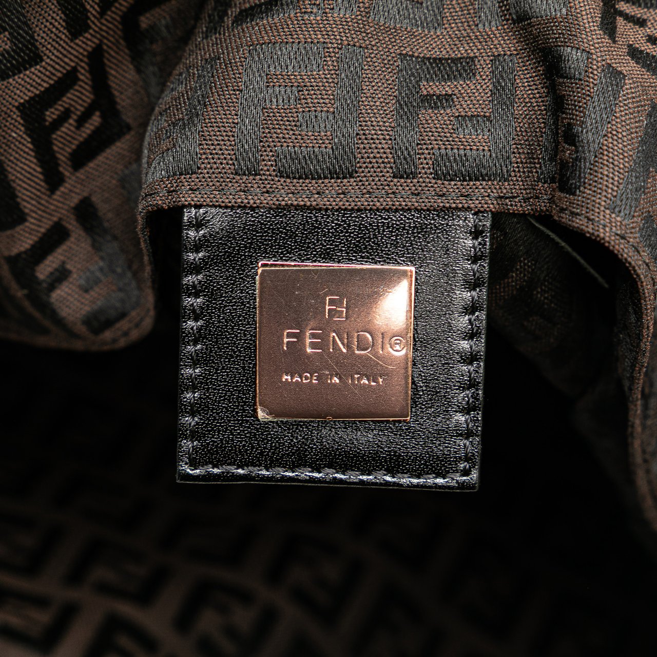 Fendi Zucchino Canvas Tote Bruin