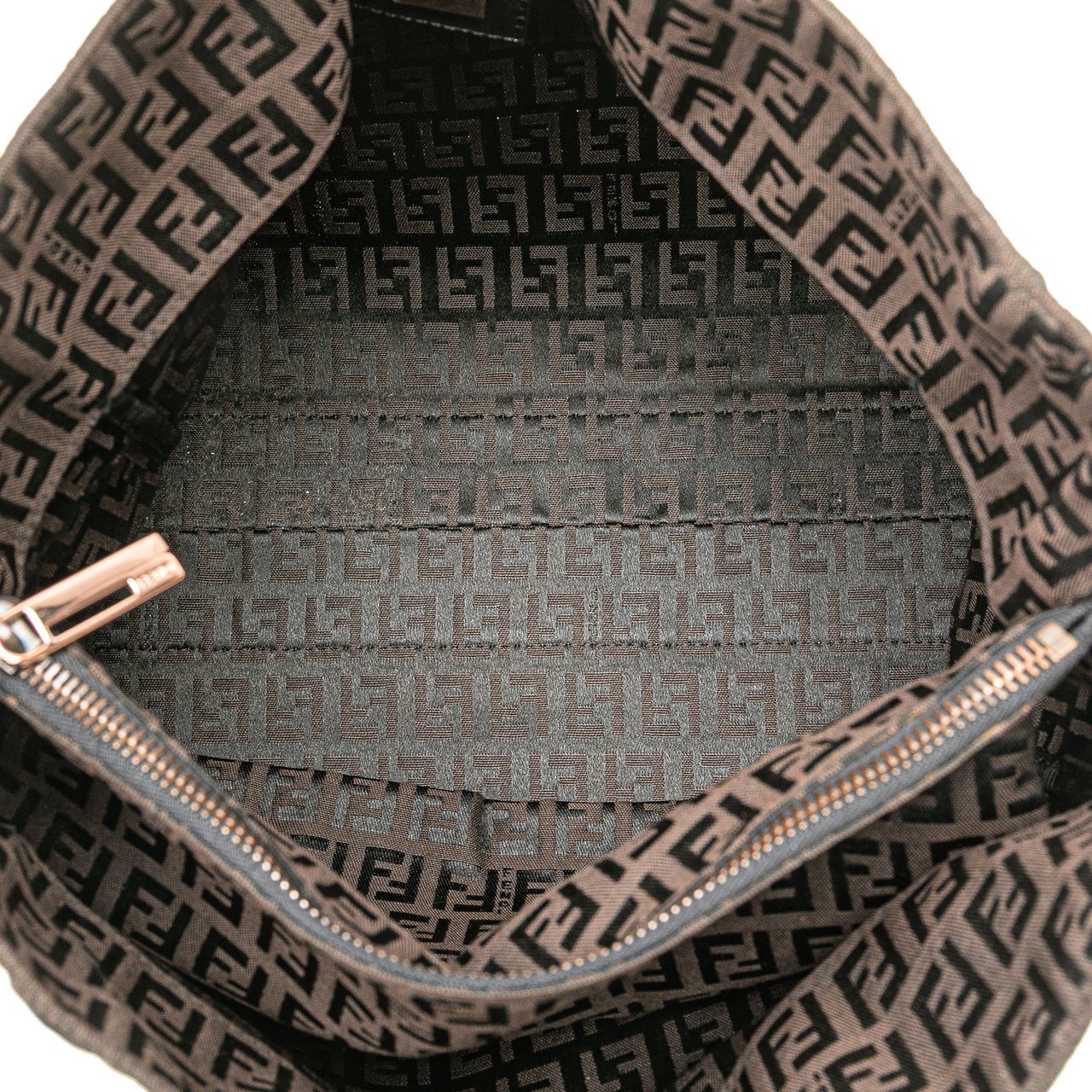 Fendi Zucchino Canvas Tote Bruin
