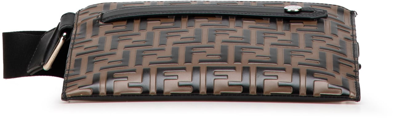 Fendi FF Embossed Leather 1974 Crossbody Bruin