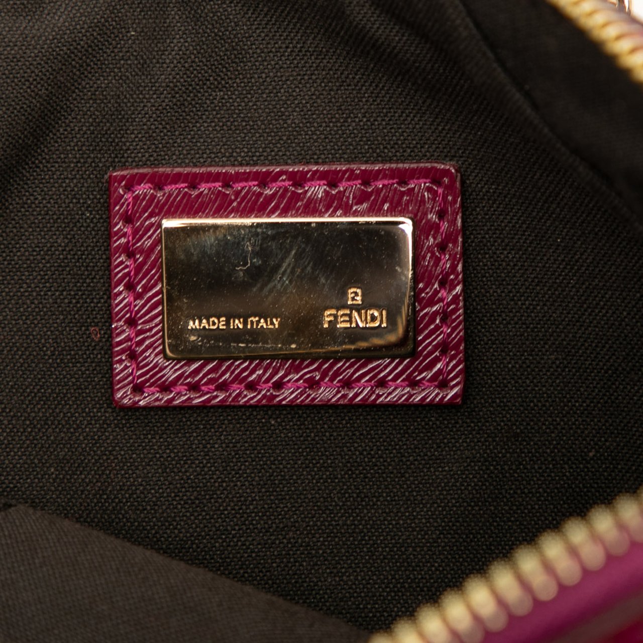 Fendi Zucchino Canvas Chain Pochette Bruin