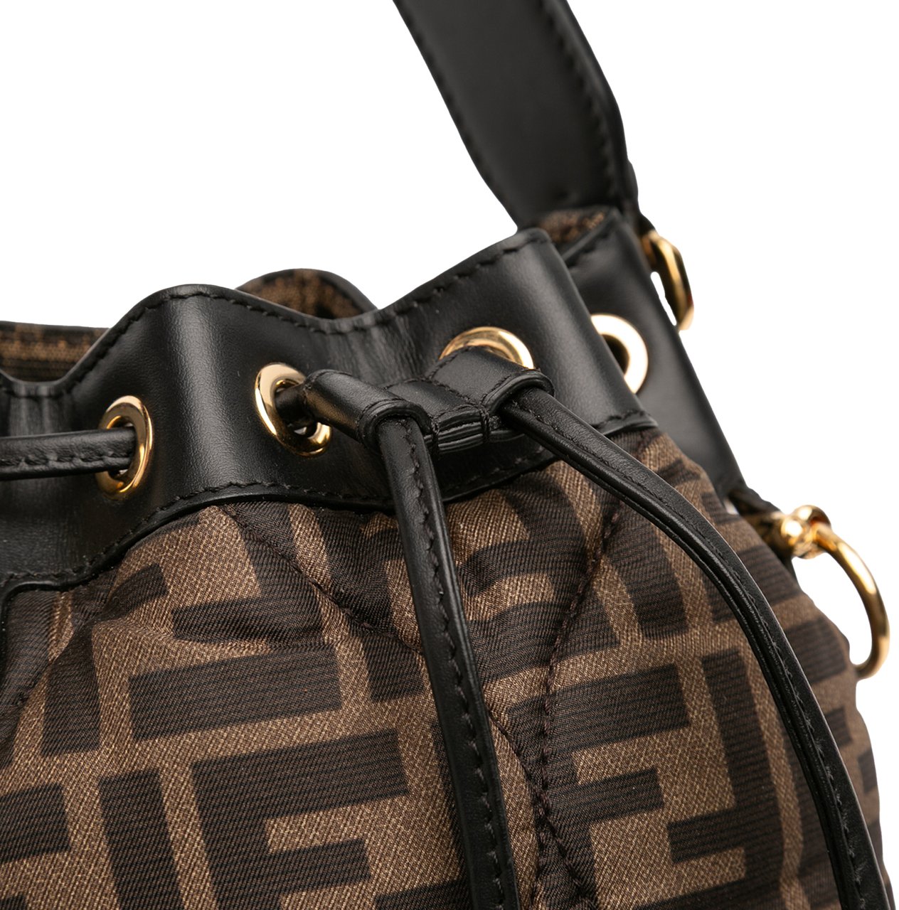 Fendi Mini Quilted Silk FF 1974 Mon Tresor Bucket Bag Bruin