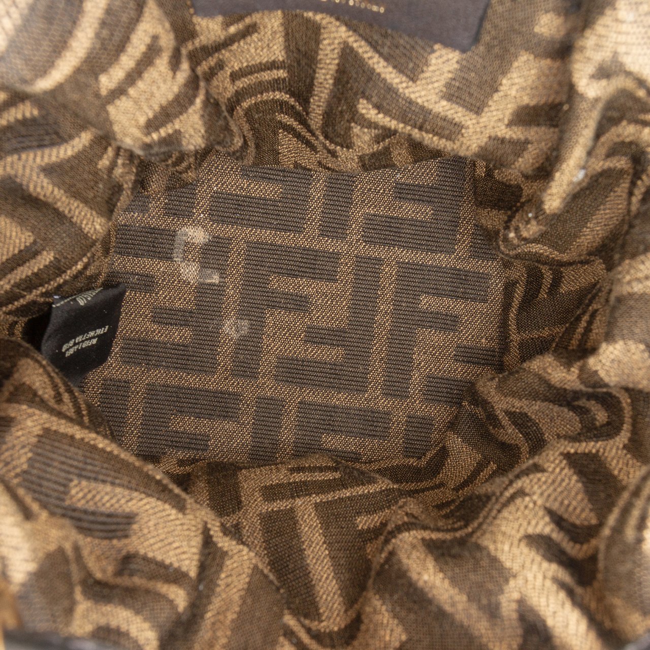 Fendi Mini Quilted Silk FF 1974 Mon Tresor Bucket Bag Bruin