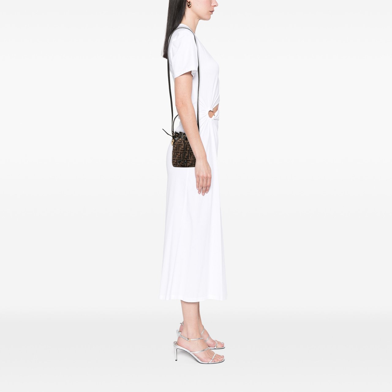 Fendi Mini Quilted Silk FF 1974 Mon Tresor Bucket Bag Bruin