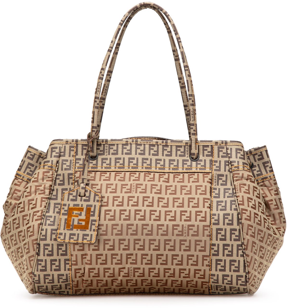 Fendi Zucchino Nylon and Spalmati Grande Pillow Tote Bruin
