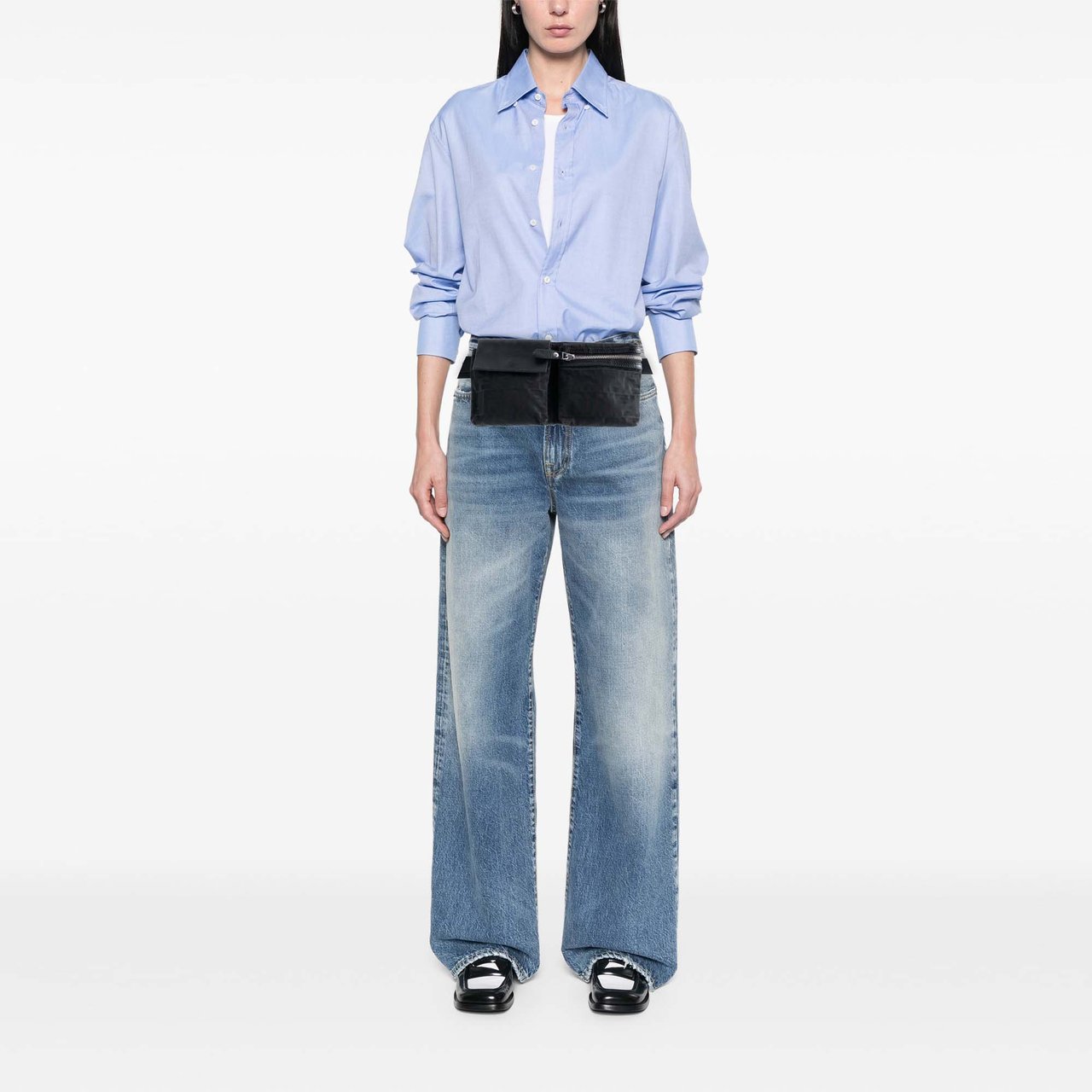 Fendi Zucca Canvas Double Pocket Belt Bag Zwart