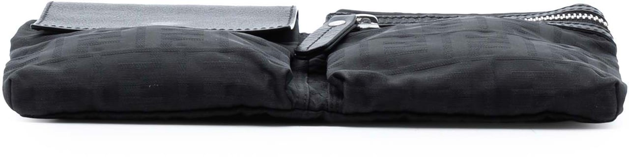 Fendi Zucca Canvas Double Pocket Belt Bag Zwart