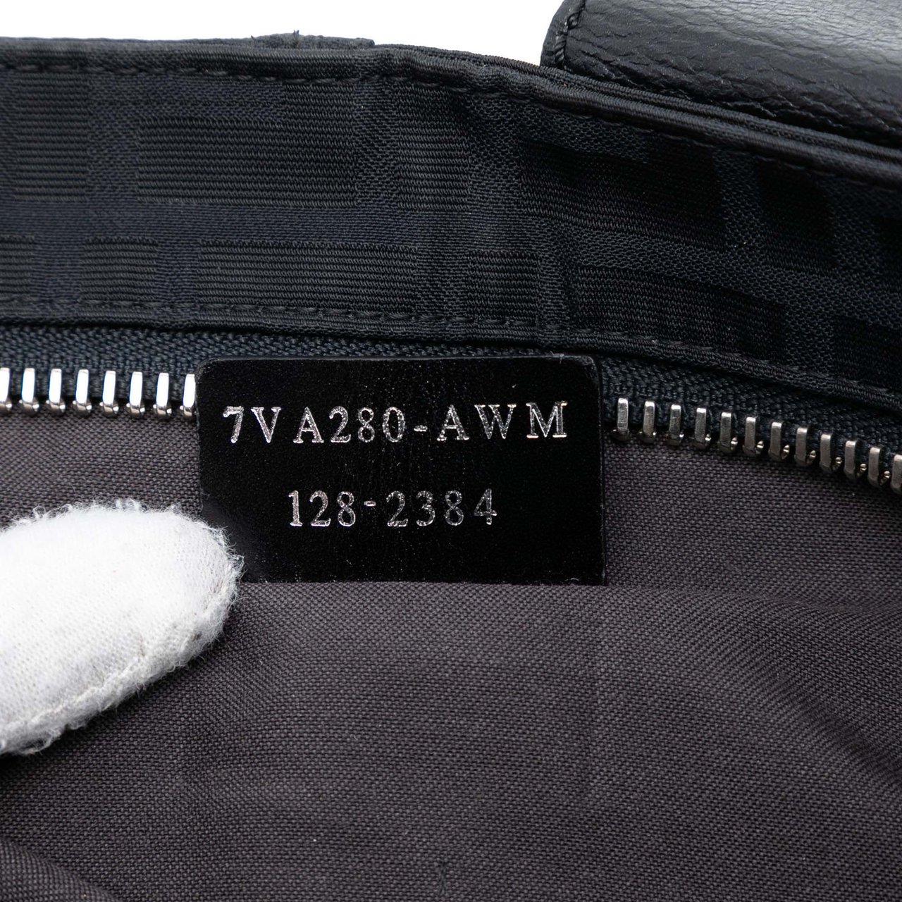 Fendi Zucca Canvas Double Pocket Belt Bag Zwart