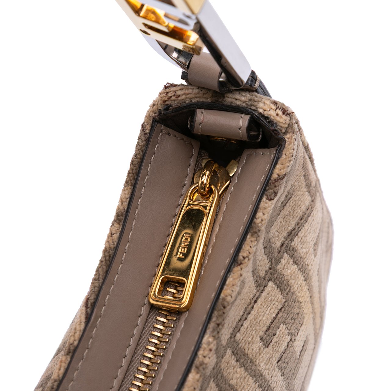 Fendi Zucca Chenille OLock Swing Satchel Bruin