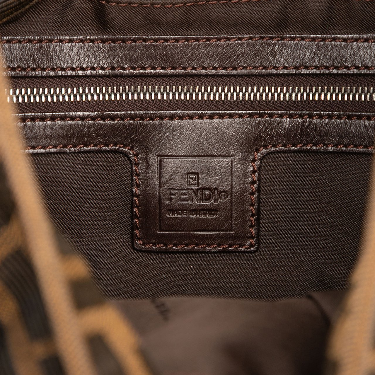 Fendi Zucca Canvas Shoulder Bag Bruin