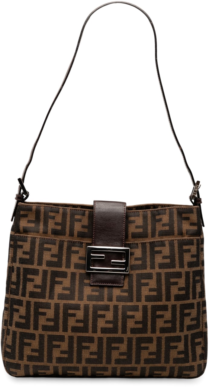 Fendi Zucca Canvas Shoulder Bag Bruin