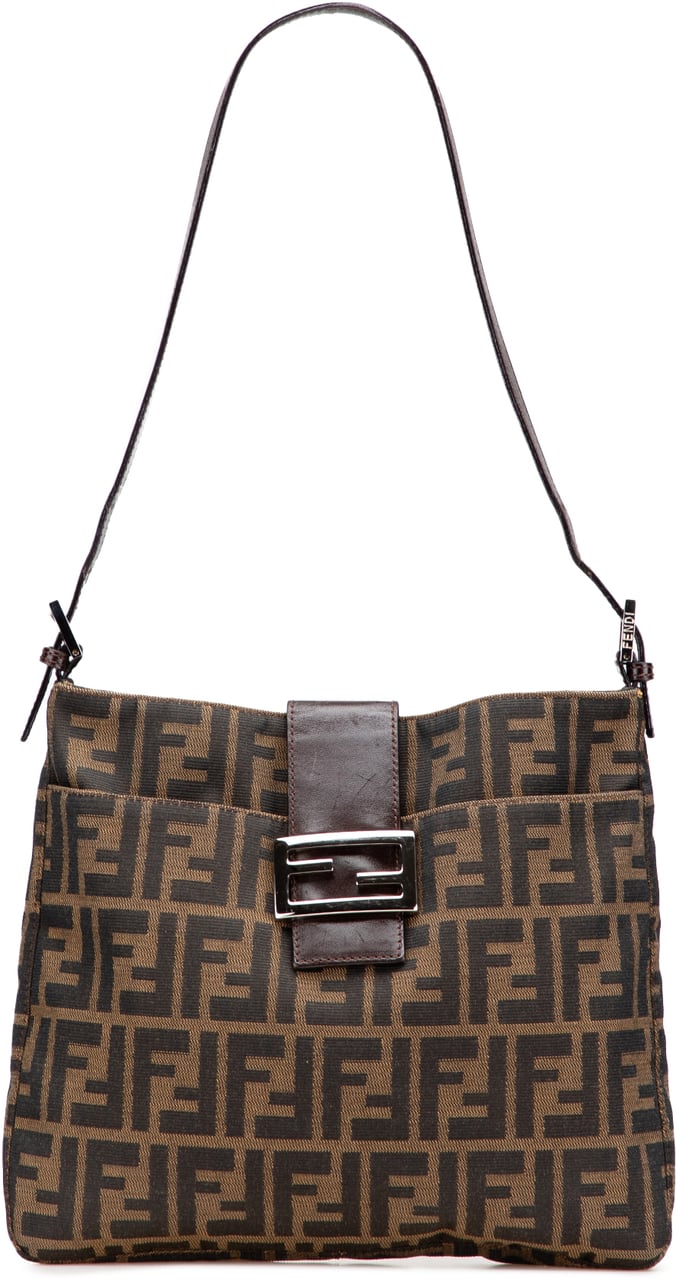 Fendi Zucca Canvas Shoulder Bag Bruin