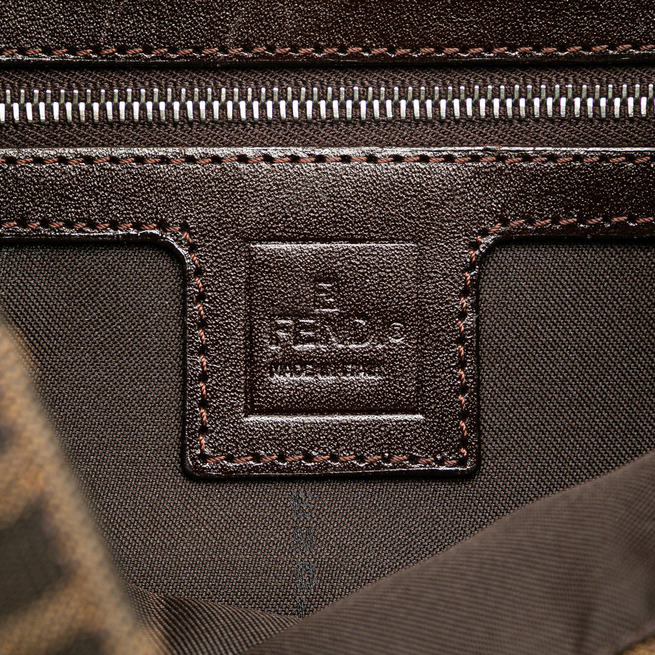 Fendi Zucca Canvas Shoulder Bag Bruin