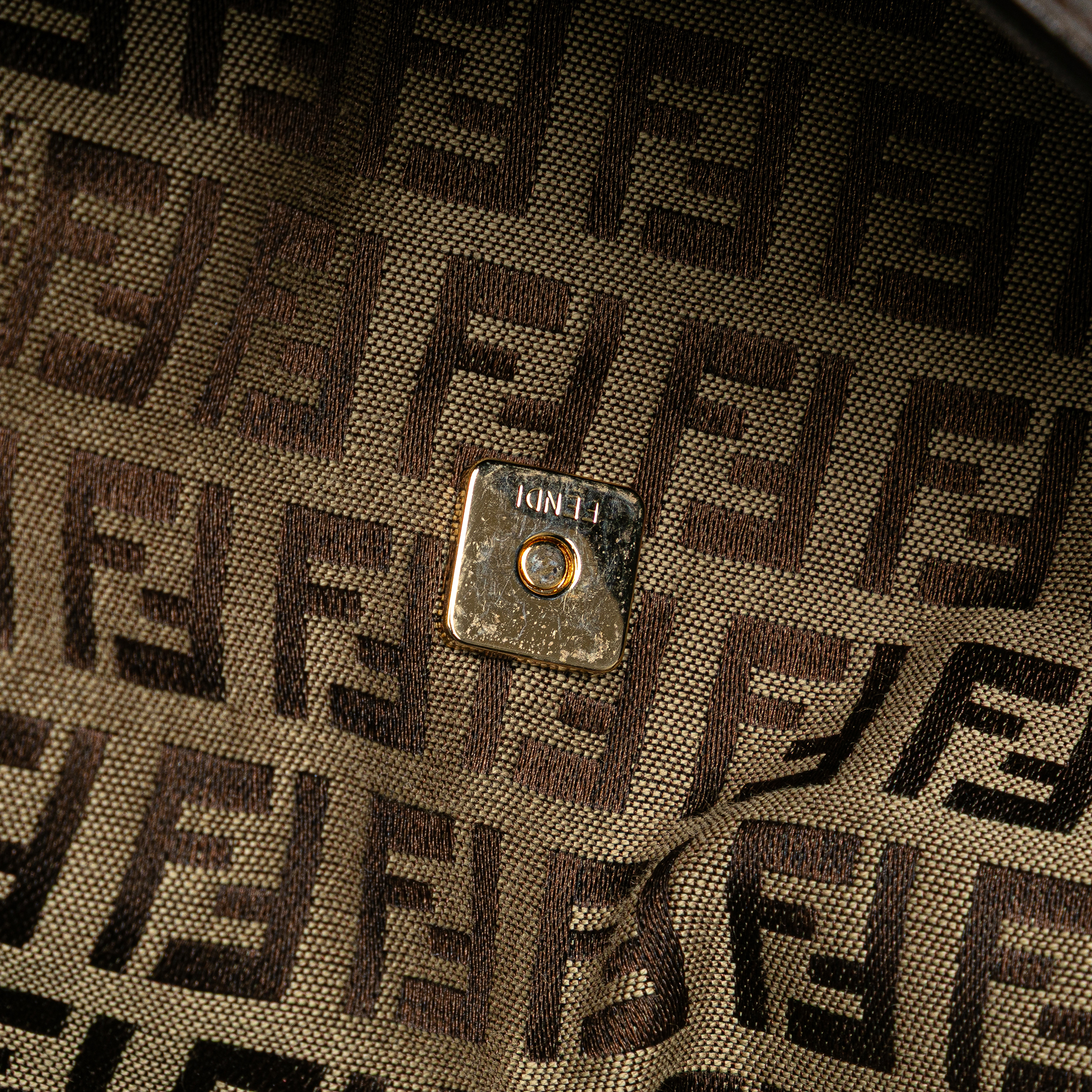 Fendi Zucchino Canvas Crossbody Bruin