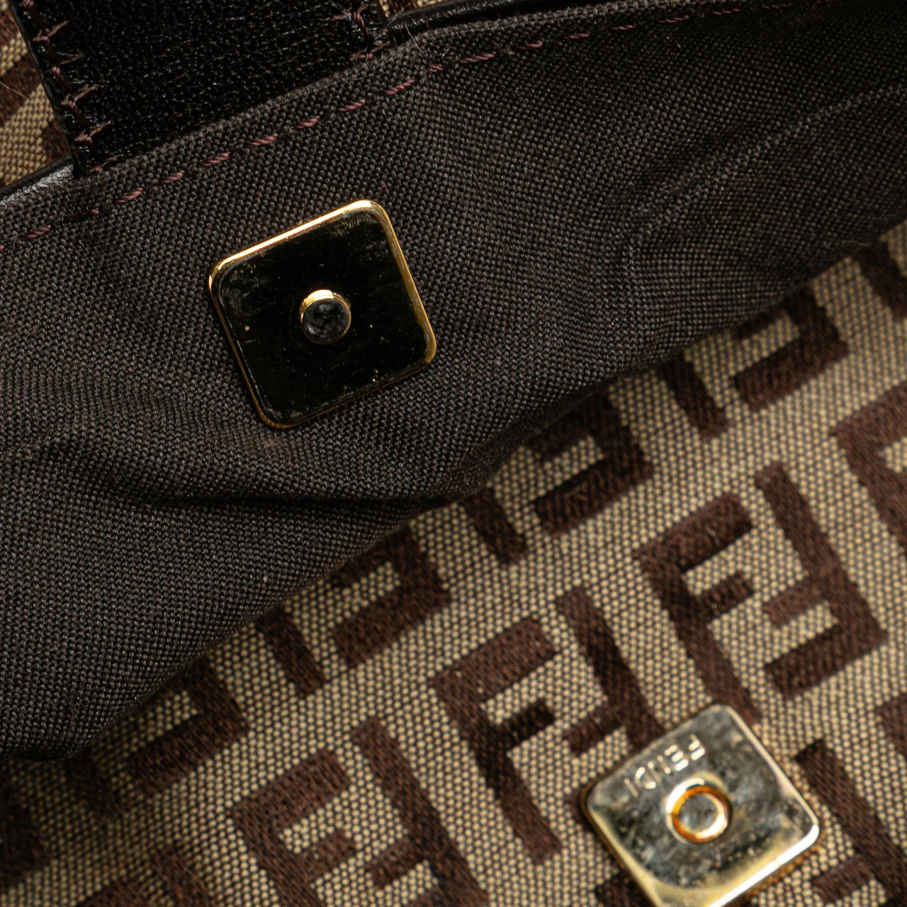 Fendi Zucchino Canvas Crossbody Bruin