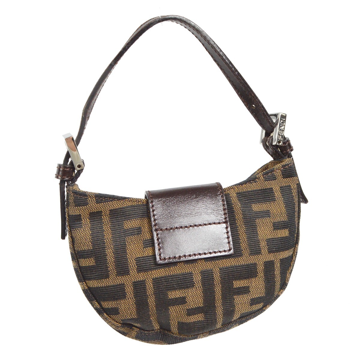 Fendi Fendi Vintage Croissant Bag Zucca Canvas Mini Bruin