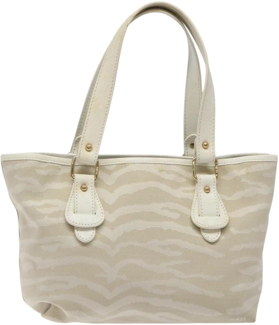Fendi Fendi Vintage Tiger Tote Canvas Medium Wit