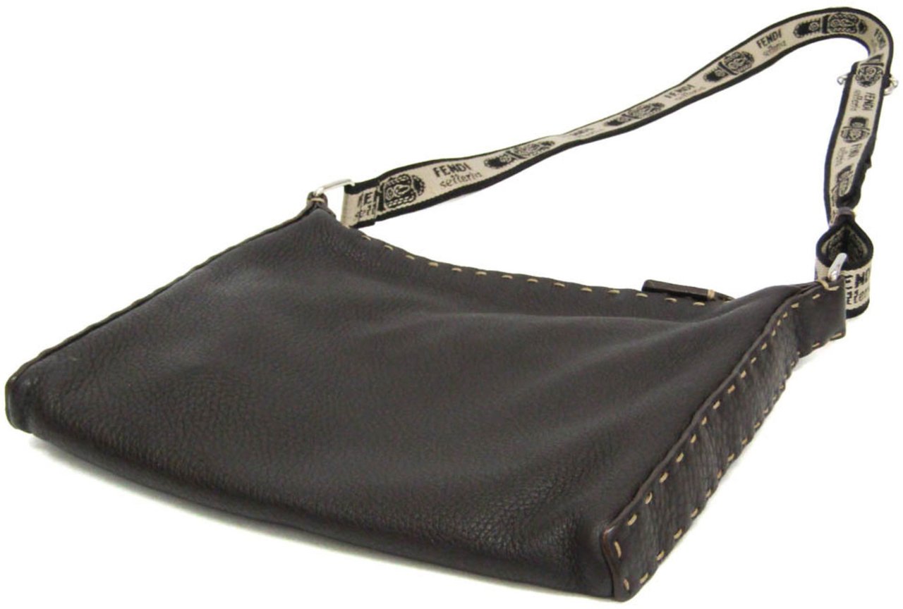 Fendi Vintage Selleria Zip Messenger Leather Small Bruin