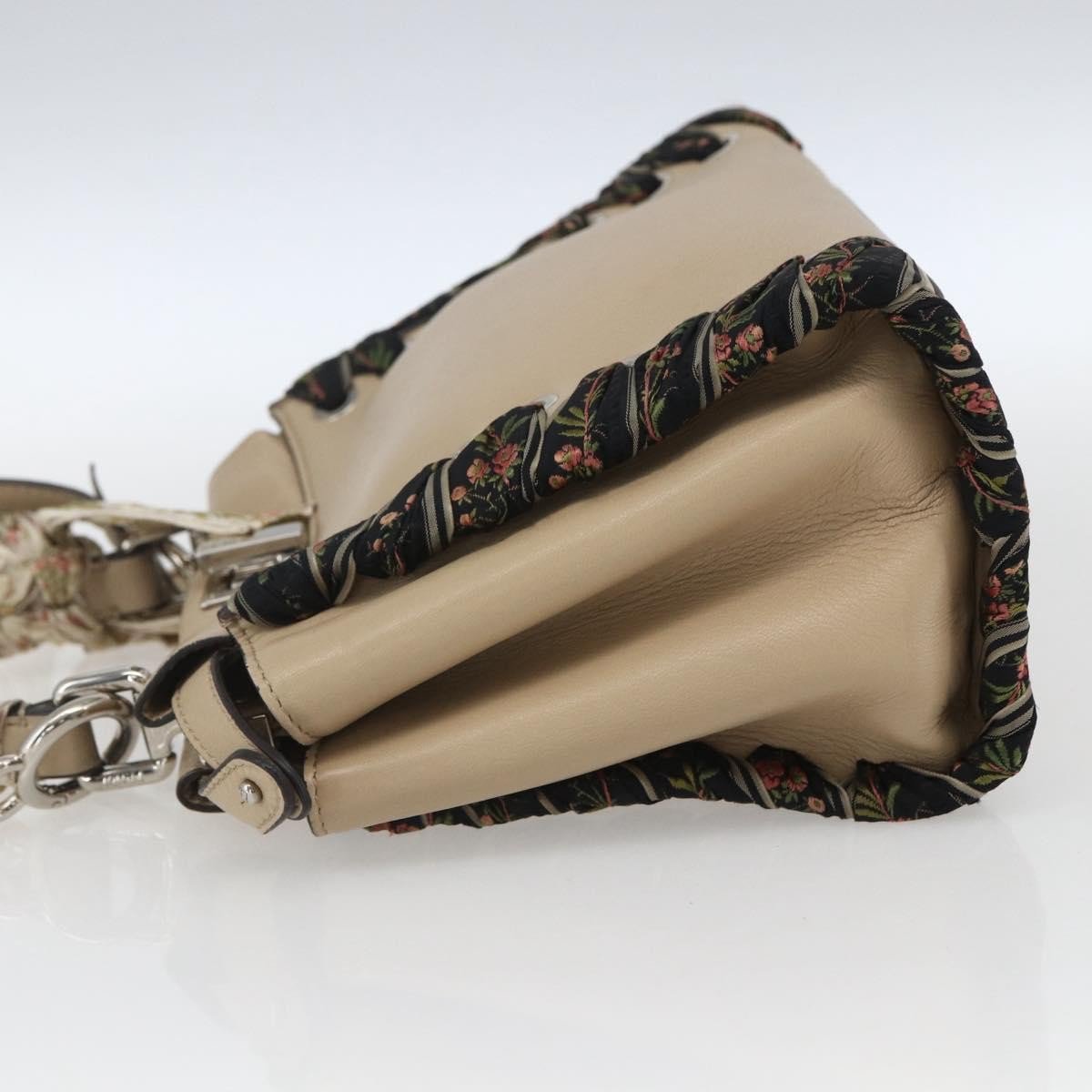 Fendi Fendi Peekaboo Bag Leather with Ribbon Whipstitch Mini Beige