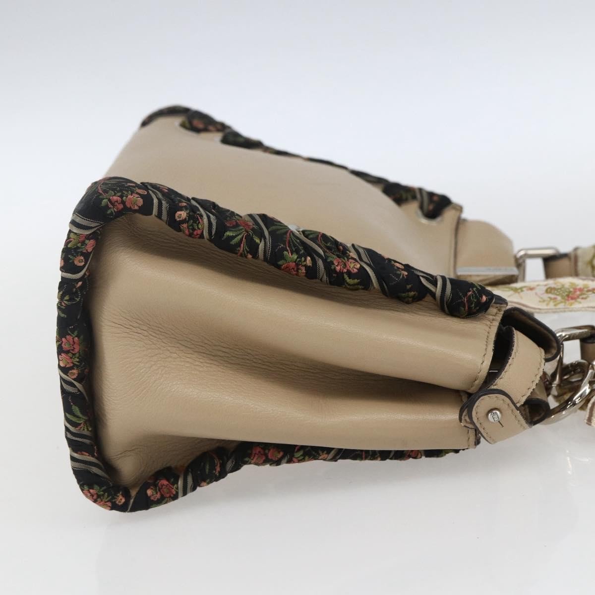 Fendi Fendi Peekaboo Bag Leather with Ribbon Whipstitch Mini Beige