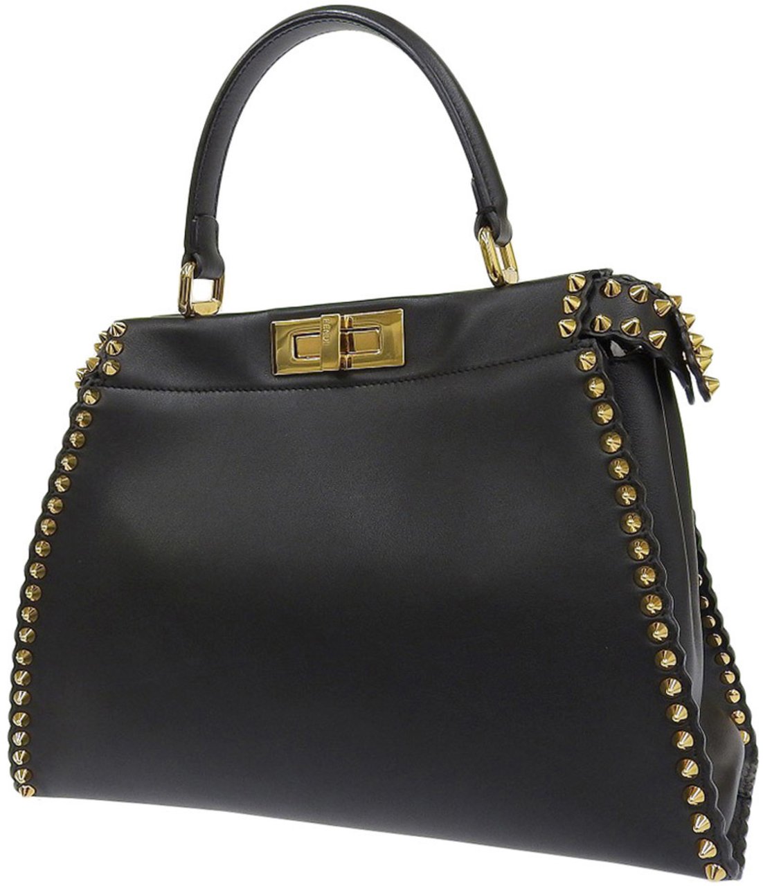 Fendi Fendi Peekaboo Bag Studded Leather Medium Zwart