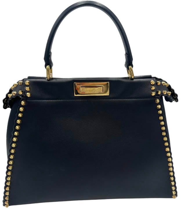 Fendi Fendi Peekaboo Bag Studded Leather Medium Zwart