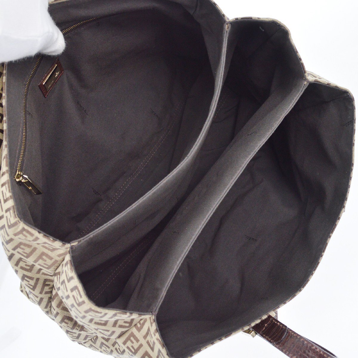 Fendi Fendi Vintage Flap Satchel Zucchino Canvas Large Bruin