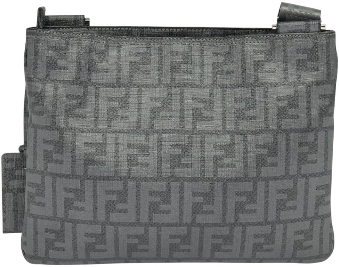 Fendi Fendi Slip Pocket Messenger Zucca Coated Canvas Medium Grijs