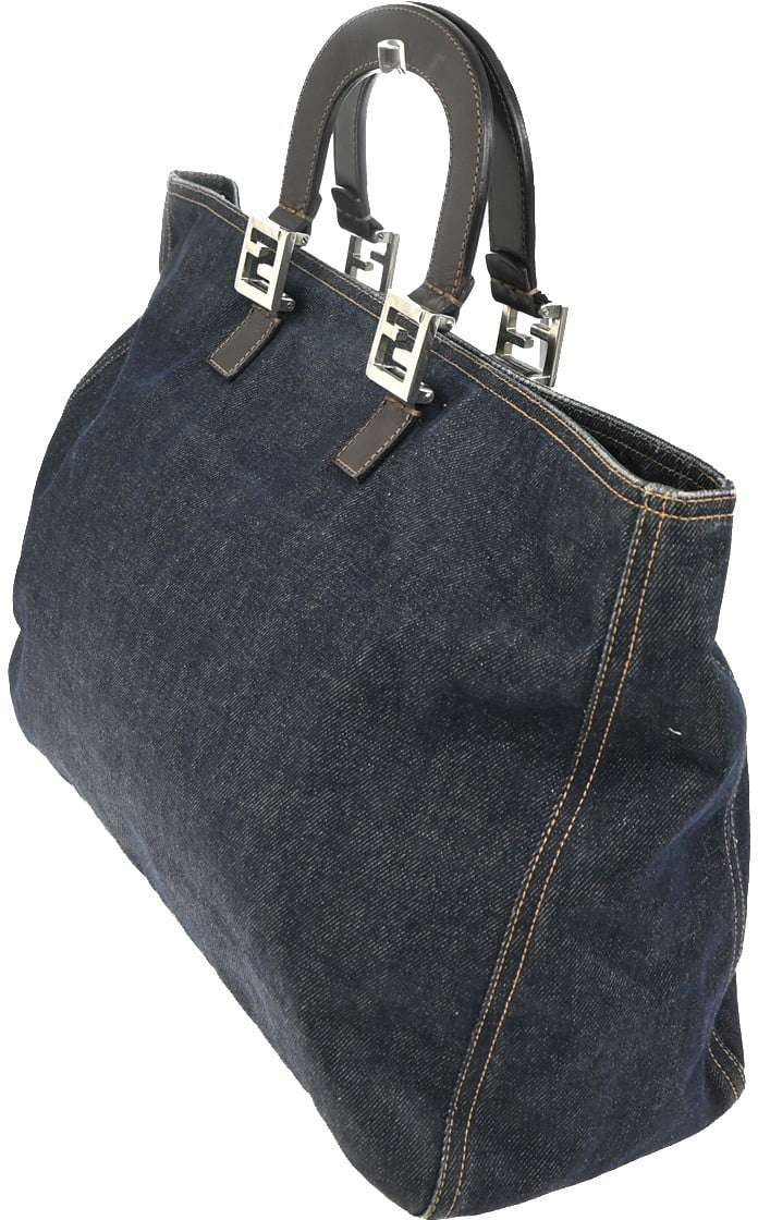 Fendi Fendi Vintage Open Tote Denim Large Blauw