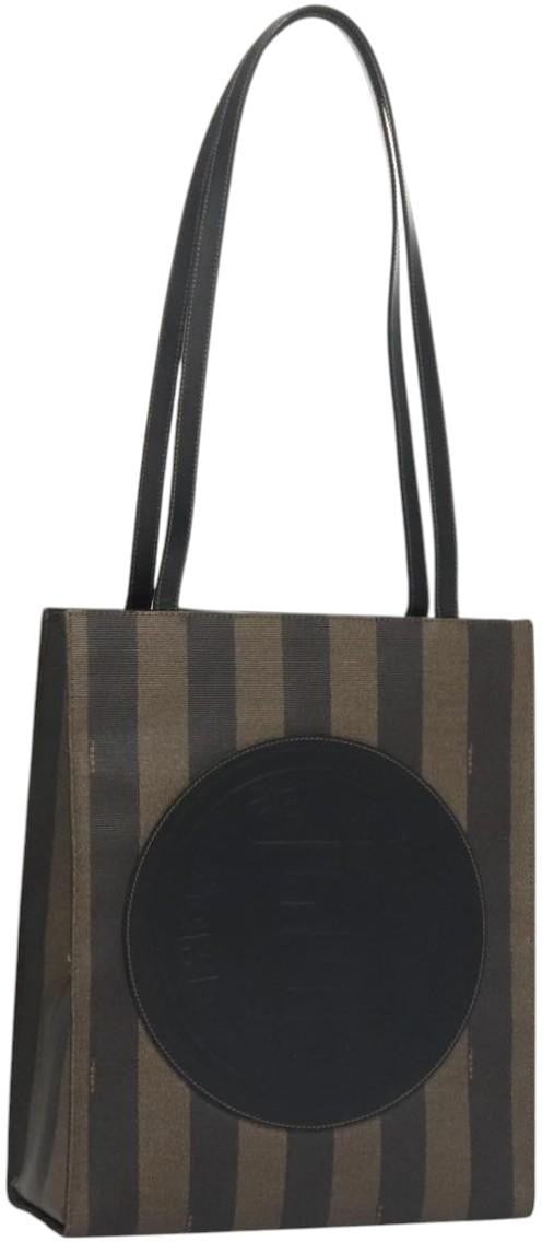 Fendi Fendi Vintage Logo Stamp Tote Pequin Coated Canvas Tall Bruin