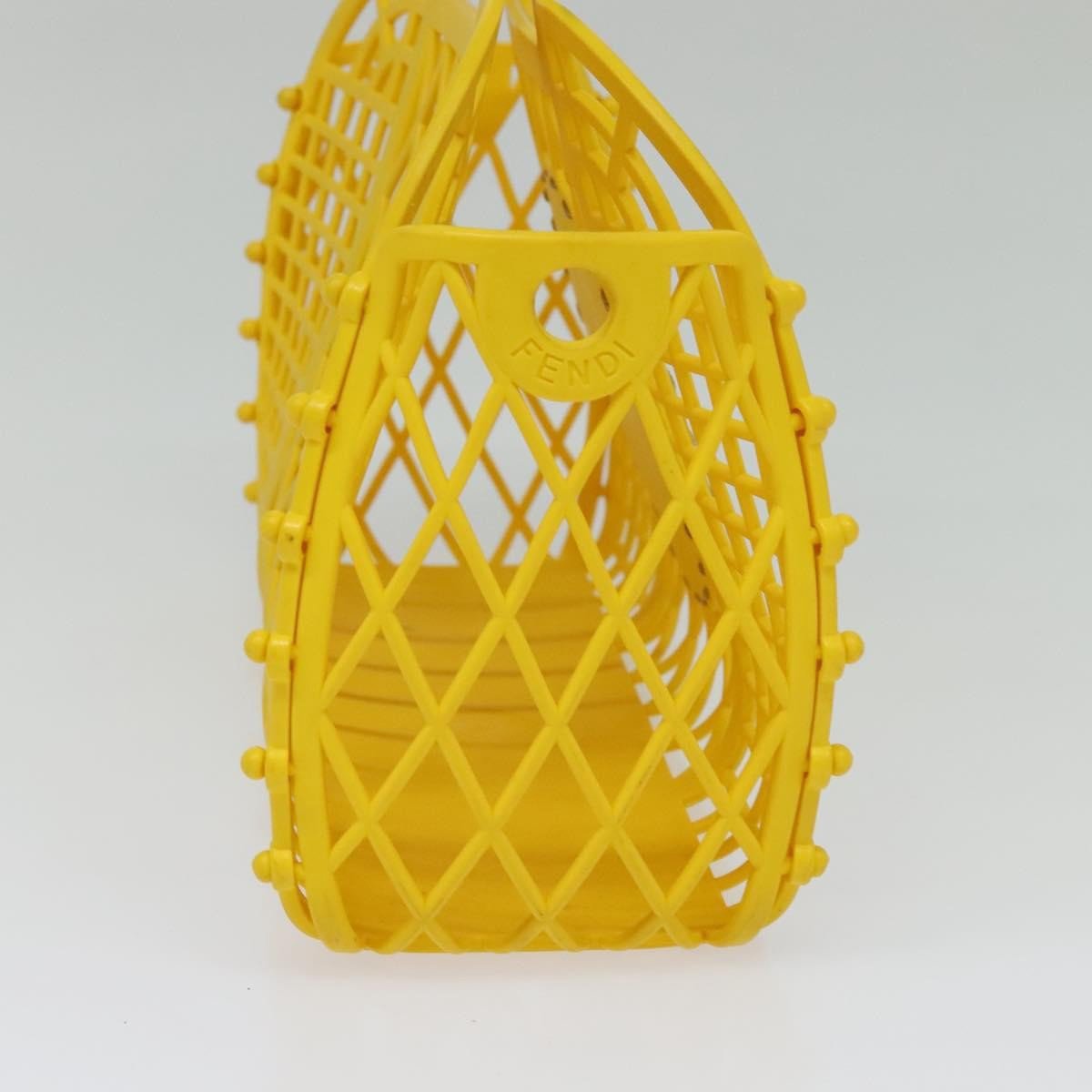 Fendi Fendi FF Logo Stamp Basket Tote PVC Small Geel