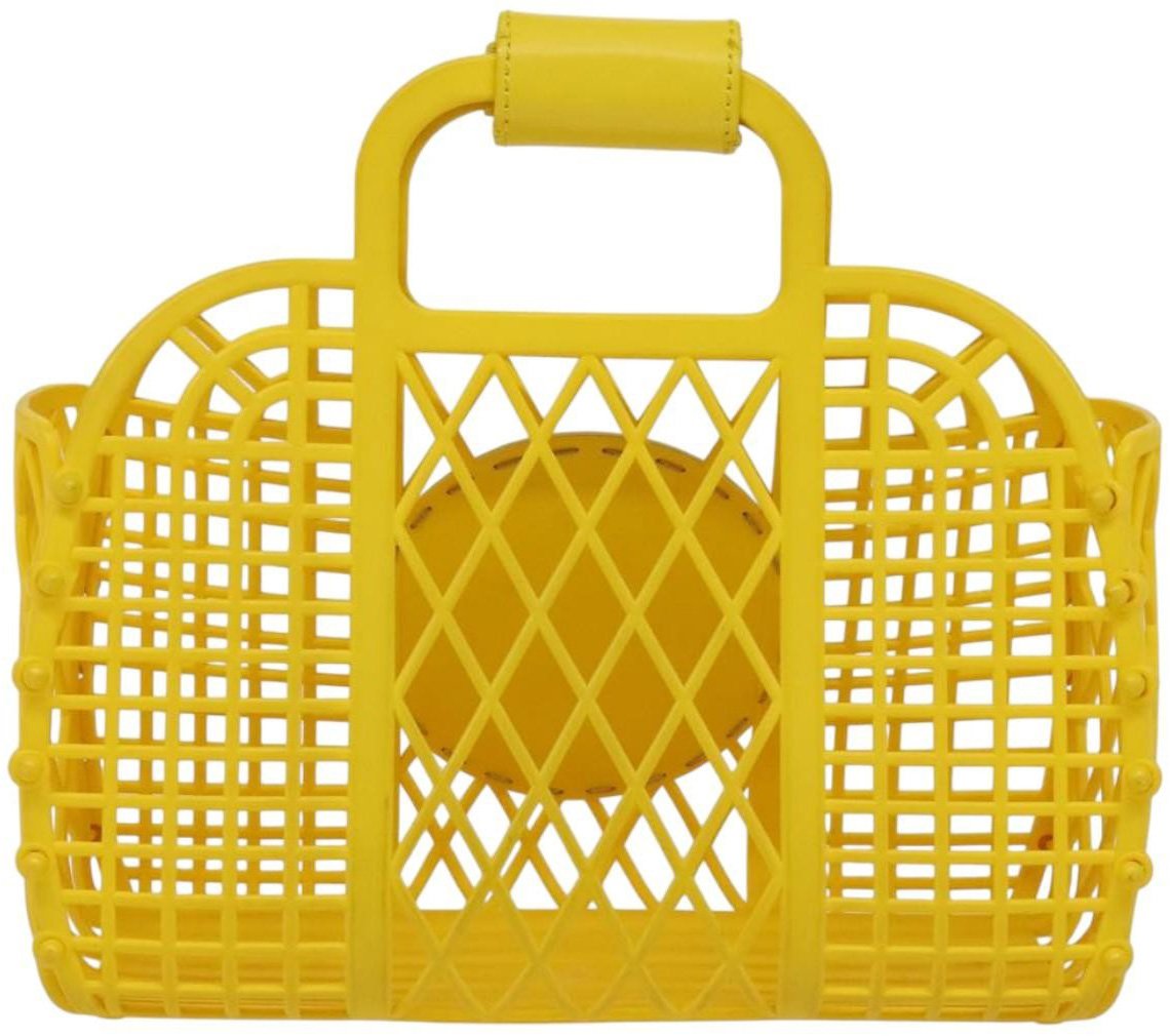 Fendi Fendi FF Logo Stamp Basket Tote PVC Small Geel