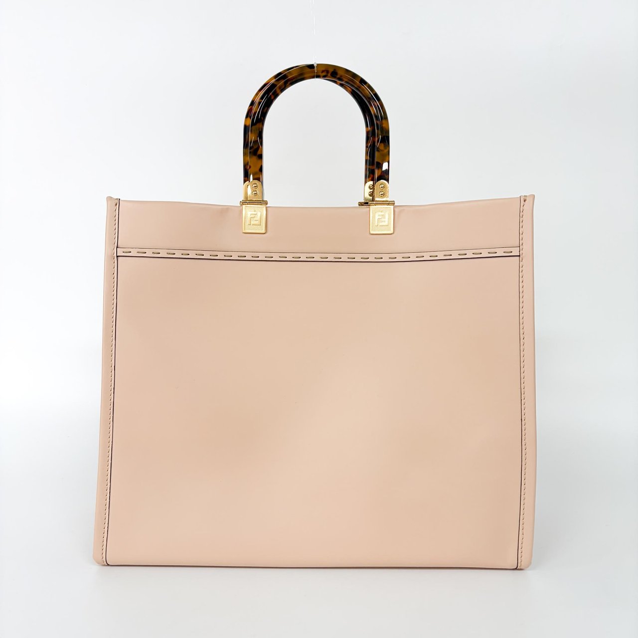 Fendi Sunshine Shopper Tote Whipstitch Leather Medium Roze