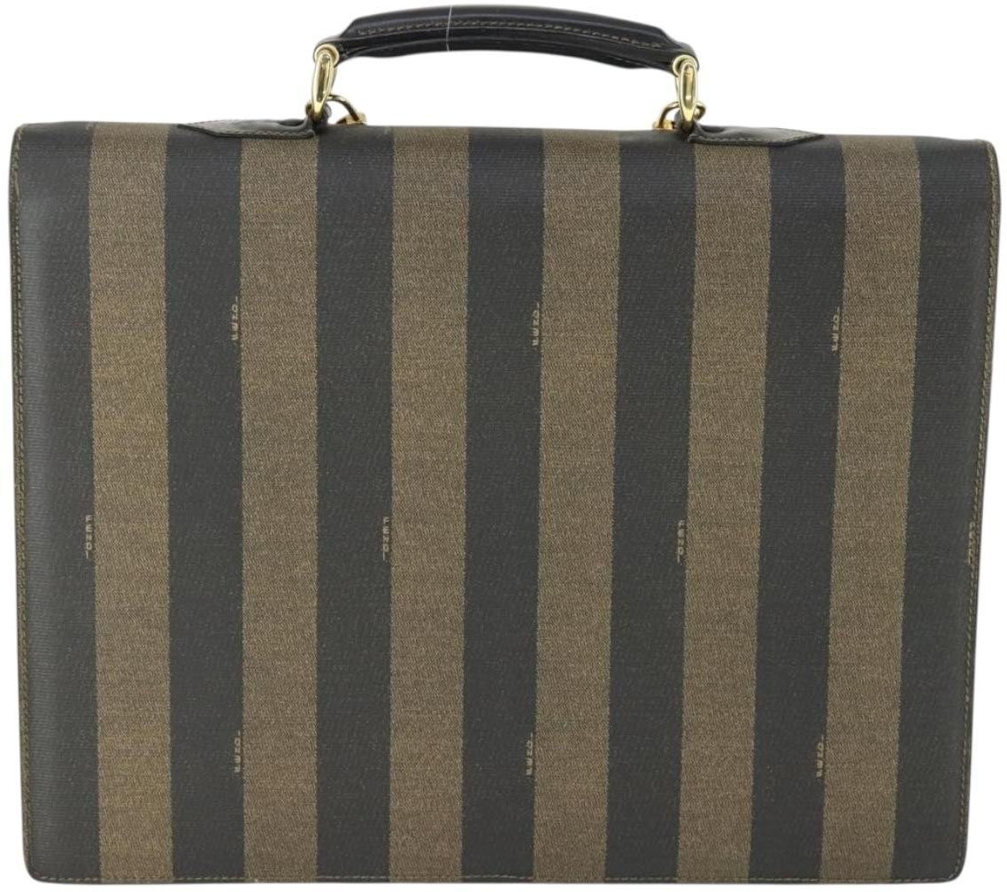 Fendi Fendi Vintage Pequin Briefcase Bag Coated Canvas Large Bruin