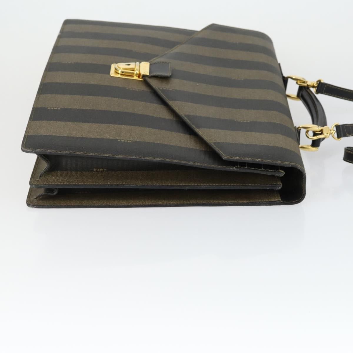 Fendi Fendi Vintage Pequin Briefcase Bag Coated Canvas Large Bruin