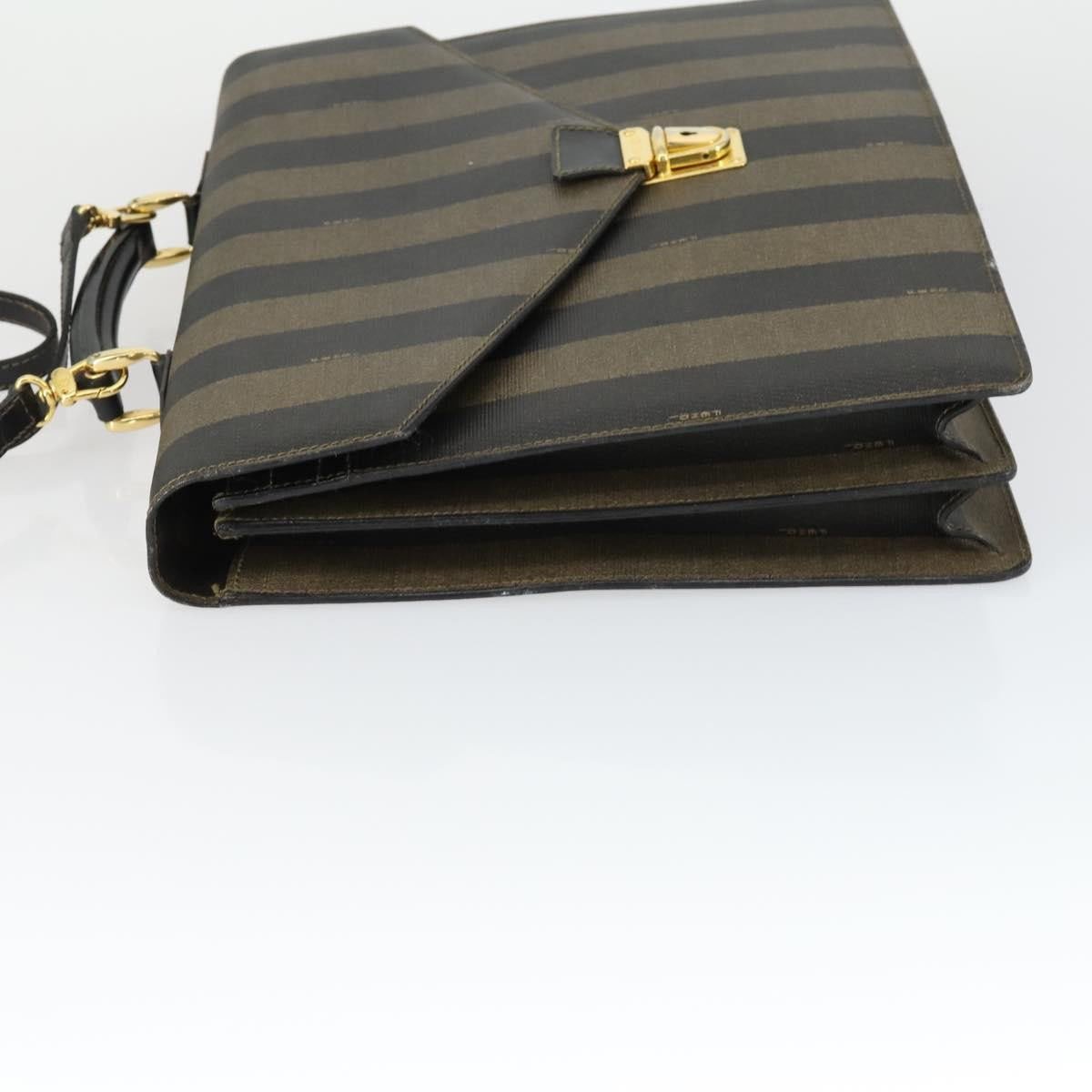 Fendi Fendi Vintage Pequin Briefcase Bag Coated Canvas Large Bruin