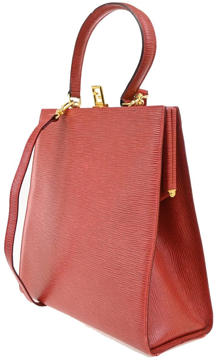 Fendi Vintage Top Handle Leather Rood