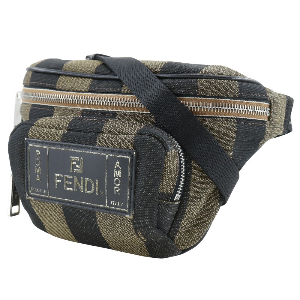 Fendi Fendi Front Pocket Waist Bag Pequin Canvas Bruin