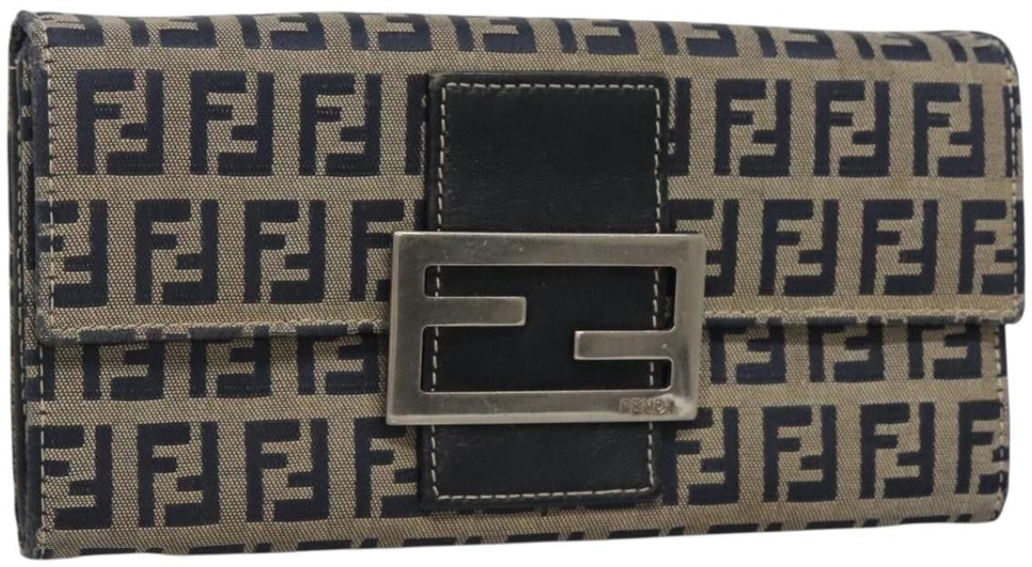 Fendi Fendi FF Continental Wallet Canvas Navy
