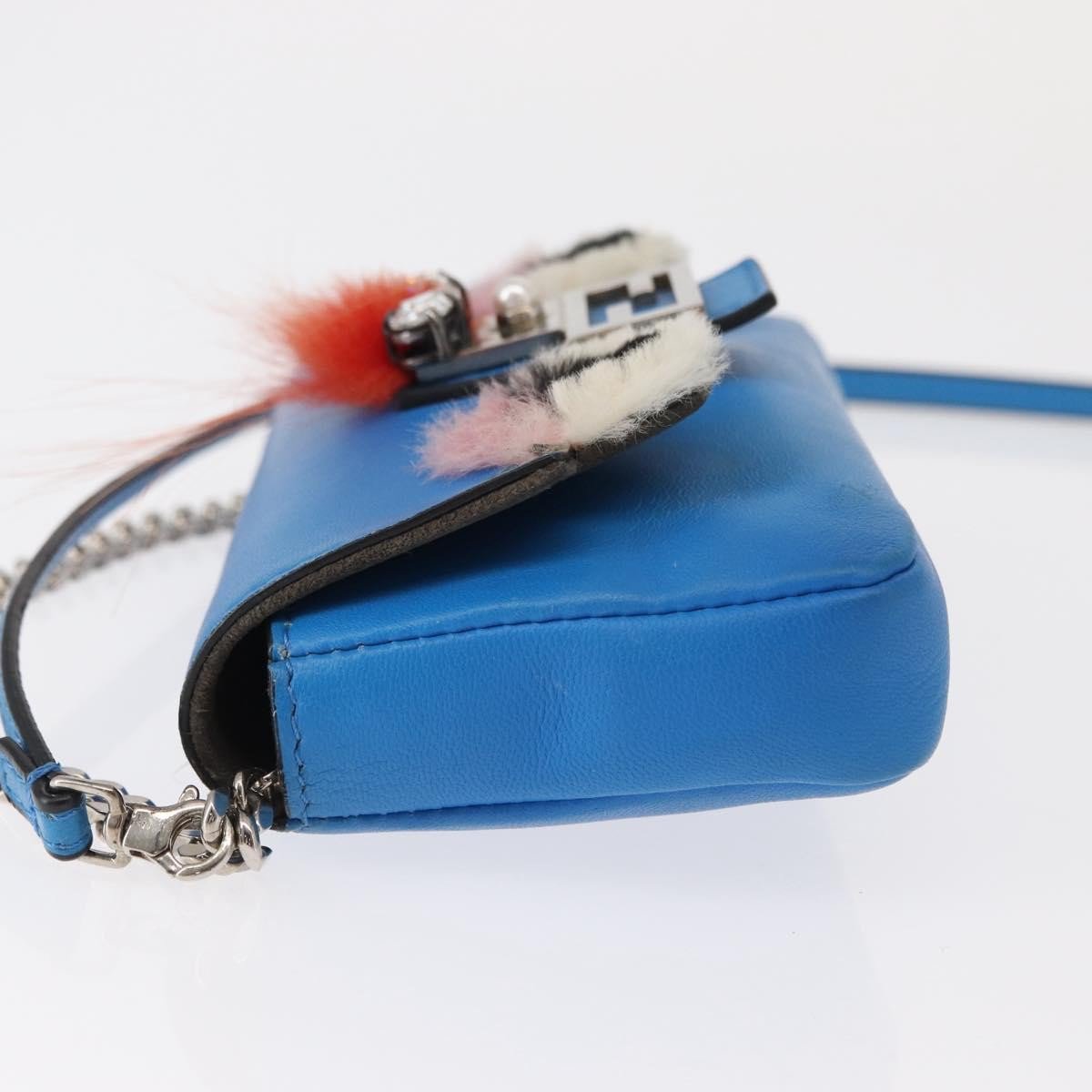 Fendi Fendi Monster Baguette Leather and Fur Micro Blauw